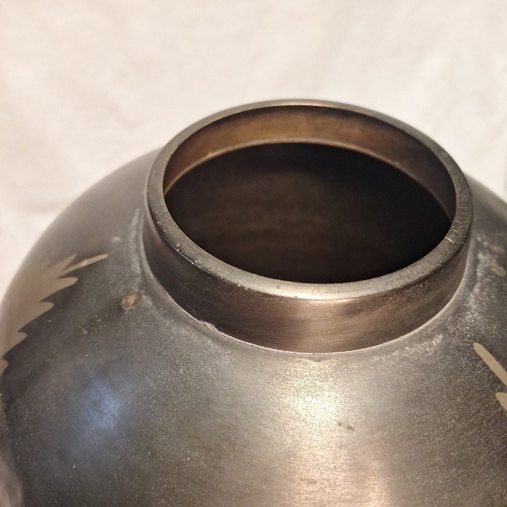 11.5" x 10.75" Vintage MCM Brass Art Ware Vase AMC NY Boho Geometric Southwest - Picture 9 of 16